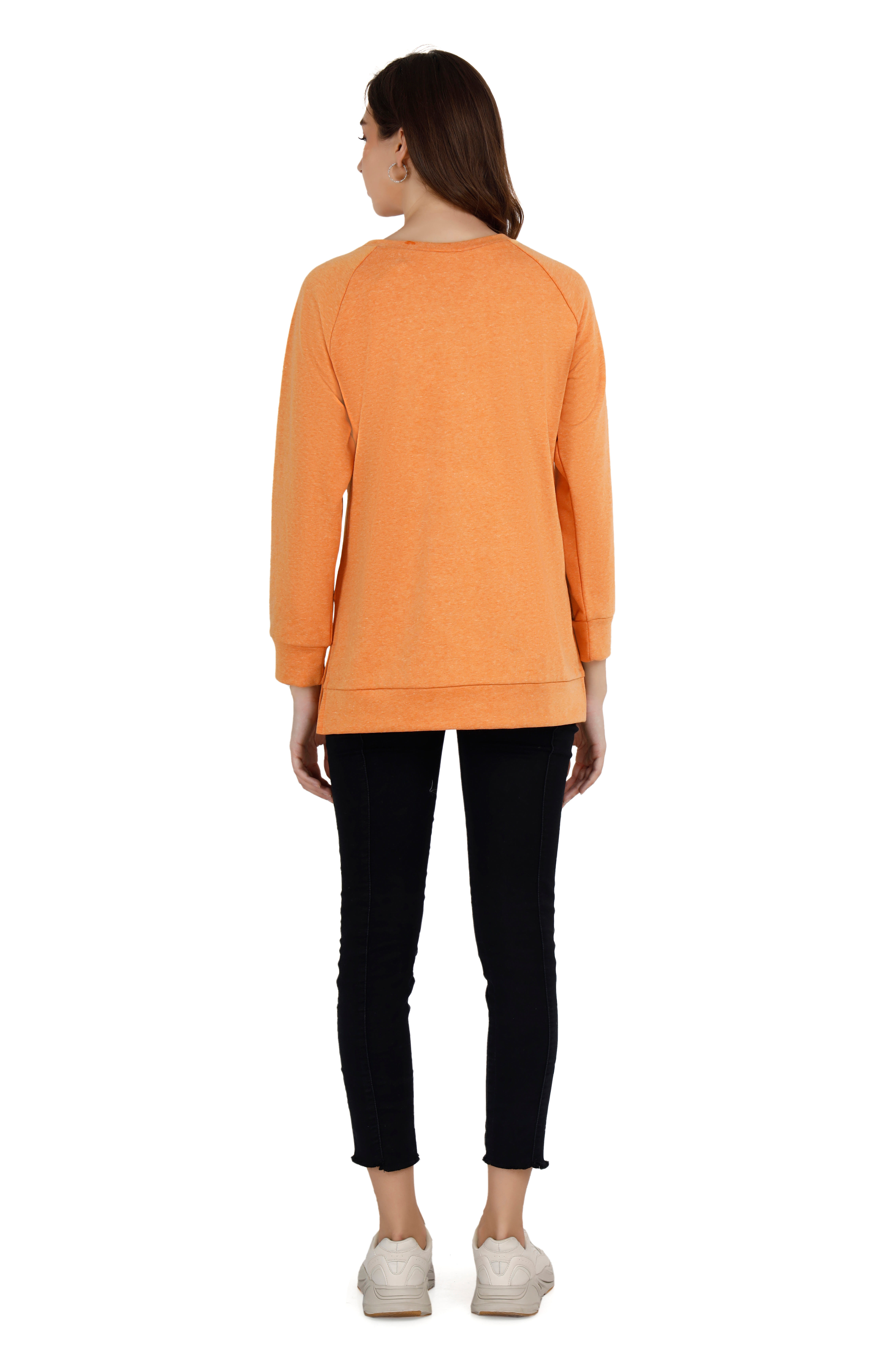 Women's Textured Tangerine Relaxed Sweatshirt thumbnail 5